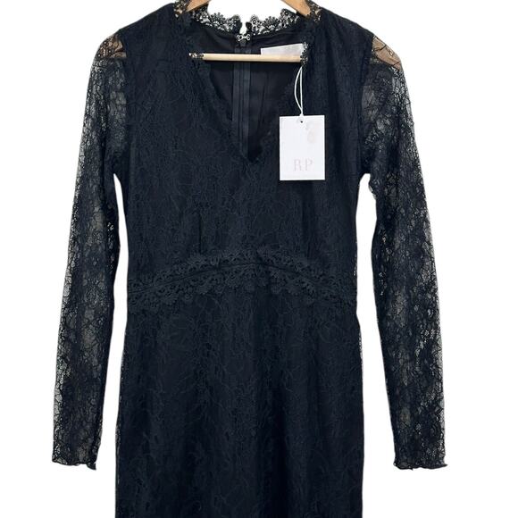 NWT Rachel Parcell Lace Tiered Midi Dress In Black - Picture 6 of 7